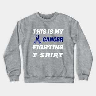 Colon Cancer Dark Blue Ribbon Fighting Crewneck Sweatshirt